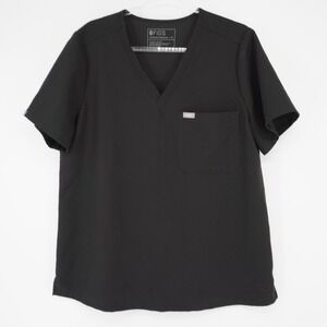 FIGS Womens Casma Technical Collection Scrub Top XL Black V-Neck Medical